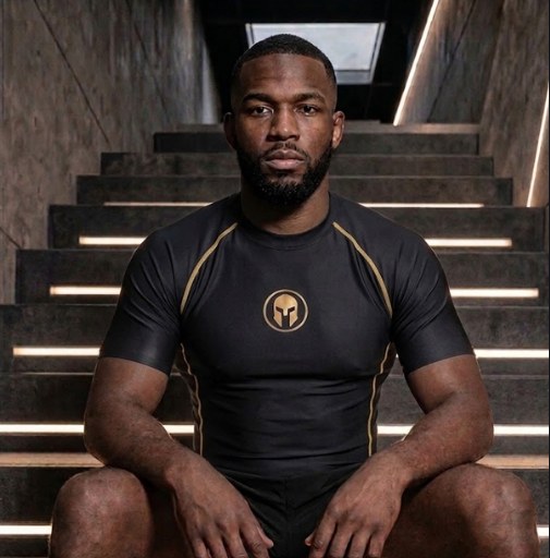Rashguard AURUM Excellence preta manga curta — vestida