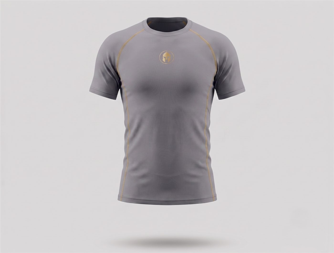 Rashguard AURUM Excellence cinza — logo e AURUM dourados