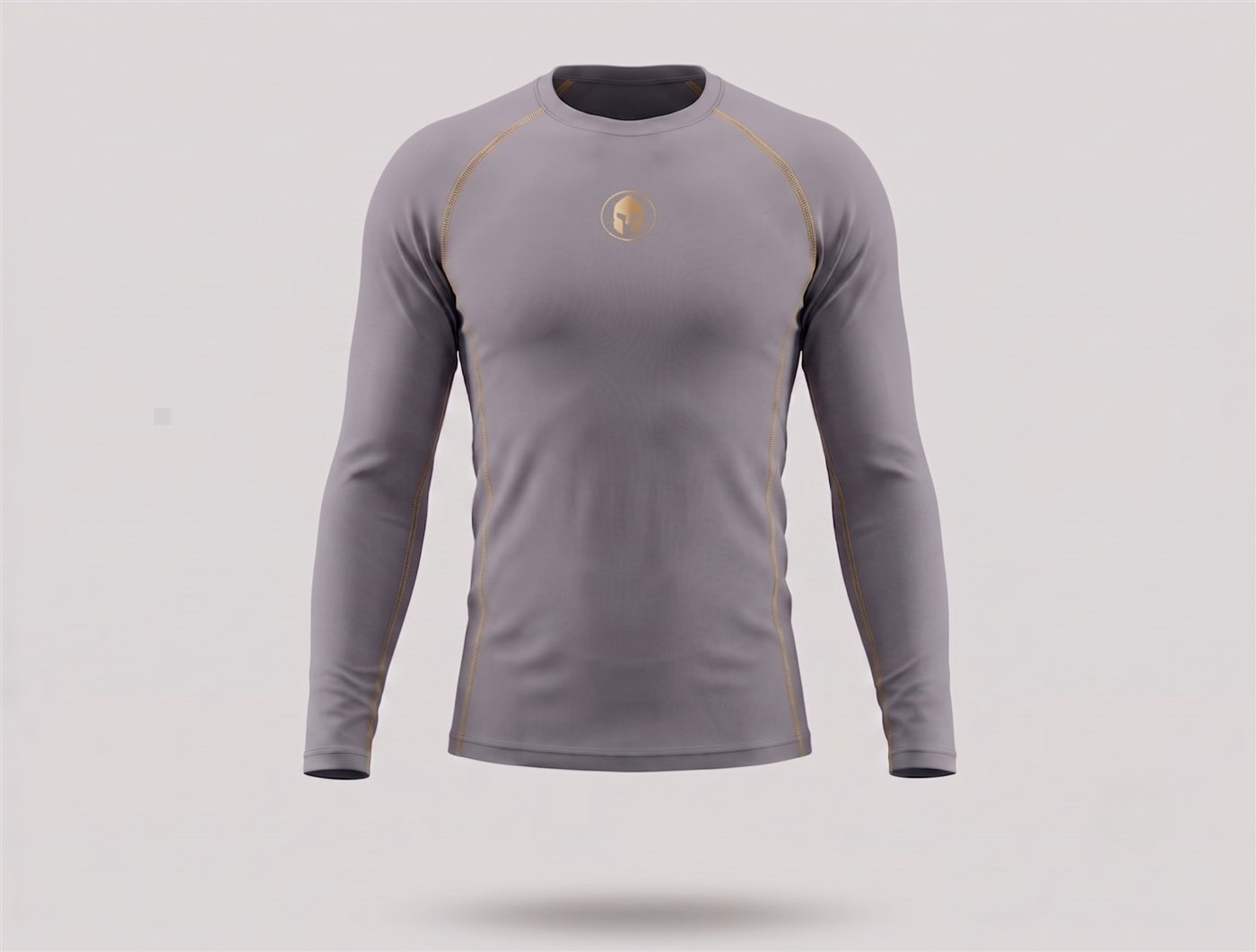 Rashguard AURUM Excellence cinza masculina manga longa — logo e AURUM dourados