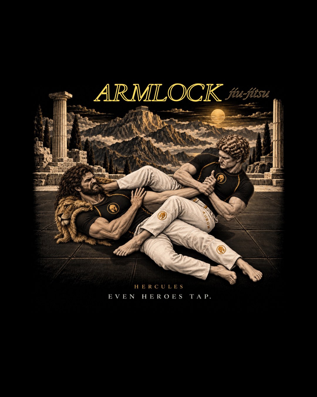 Camiseta Oversize AURUM Even Heroes Tap Hércules — arte Armlock